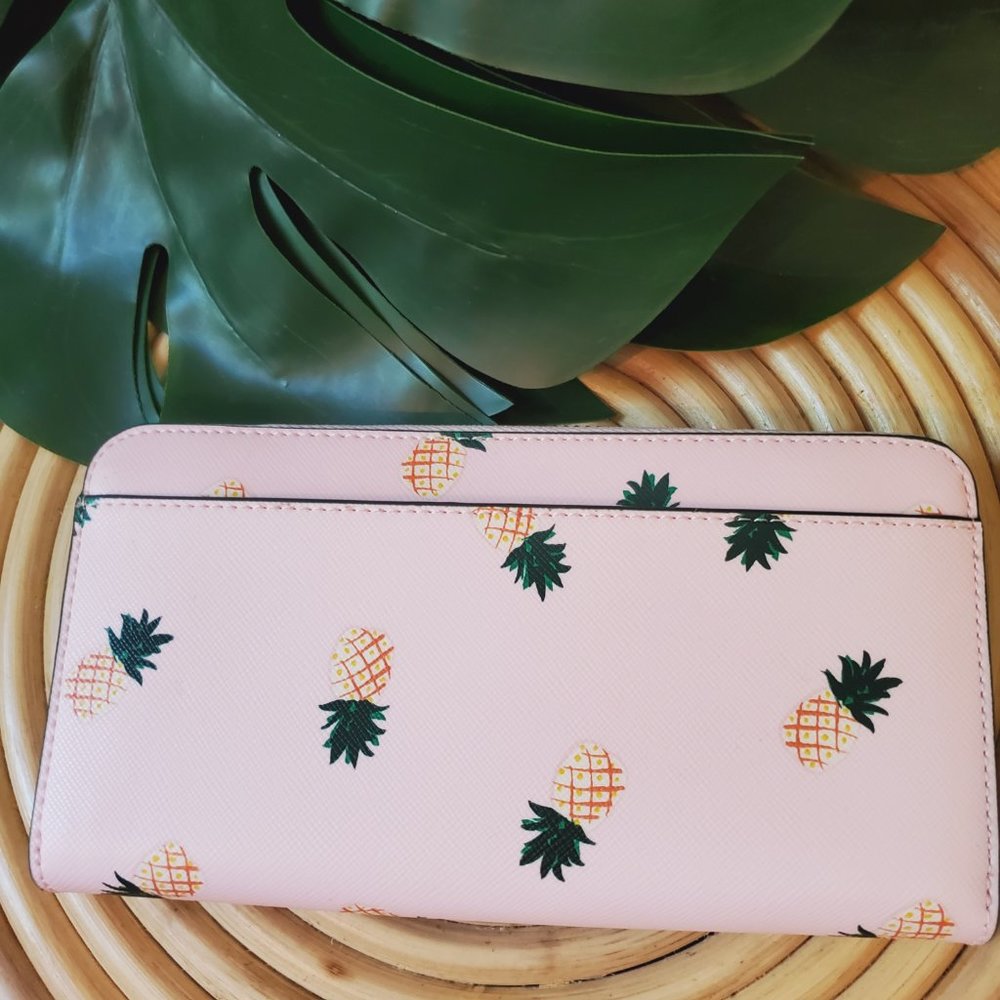 🆕 Kate Spade Pineapple Marlee Large Continental Wallet Light Pink Yellow - Picture 4 of 6